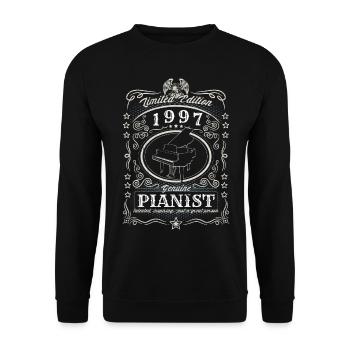 Vintage 1997 Pianist Geburtstag Geschenk Hobby - Unisex Pullover - Schwarz - Vorne - Alina (178cm) & Michal (187cm)