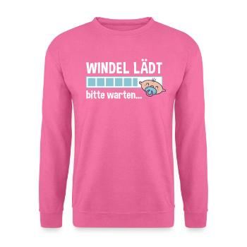 Windel lädt bitte warten Ladebalken Baby Spruch - Unisex Pullover - Pink - Vorne