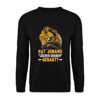 Kranführer Design für Baggerfahrer und Bauarbeiter - Unisex Pullover - Schwarz - Vorne - Alina (178cm) & Michal (187cm)