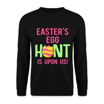 Ostern Kaninchen Osterhase Blumen Eier - Unisex Pullover - Schwarz - Vorne - Alina (178cm) & Michal (187cm)
