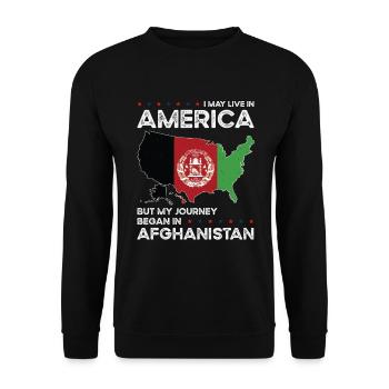 Geboren in Afghanistan Afghanistan Amerikaner USA - Unisex Pullover - Schwarz - Vorne - Alina (178cm) & Michal (187cm)