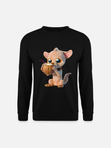 Cute dog drinks from coconut - Unisex Sweatshirt - black