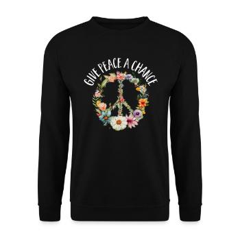 Hippie Peace Sign Peace Flowers Flower Child - Sweat-shirt Unisexe - noir - Devant - Alina (178cm) & Michal (187cm)