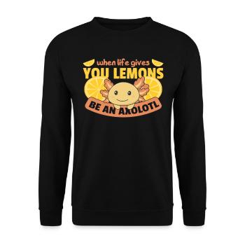 Axolotl Lemon Summer Yellow Axolotl - Unisex Sweatshirt - black - Front - Alina (178cm) & Michal (187cm)
