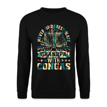 Joueur de conga - Ne sous-estimez jamais grand-père avec Co - Sweat-shirt Unisexe - noir - Devant - Alina (178cm) & Michal (187cm)