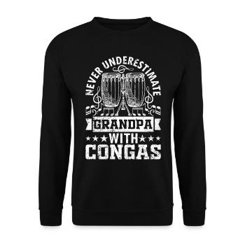 Never Underestimate Grandpa With Congas - Conga Pl - Unisex Pullover - Schwarz - Vorne - Alina (178cm) & Michal (187cm)