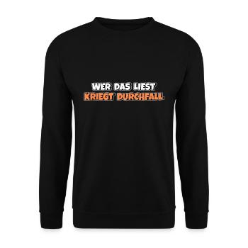 Wer das liest kriegt Durchfall - Unisex Pullover - Schwarz - Vorne - Alina (178cm) & Michal (187cm)