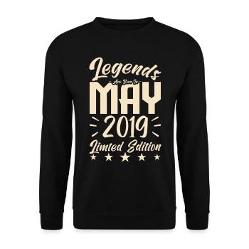 Born May 2019 Birthday gift 2019. - Unisex Sweatshirt - black - Front - Alina (178cm) & Michal (187cm)