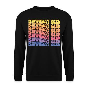 Birthday Girl - Groovy Retro Vintage Birthday - Sweat-shirt Unisexe - noir - Devant - Alina (178cm) & Michal (187cm)