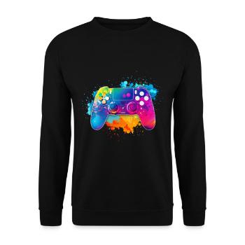 Colorful Premium Gaming Controller Splash Art - Unisex Sweatshirt - black - Front - Alina (178cm) & Michal (187cm)