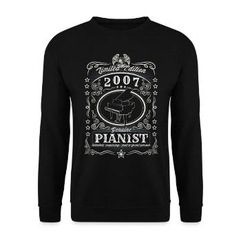 Vintage 2007 Pianist Geburtstag Geschenk Hobby - Unisex Pullover - Schwarz - Vorne - Alina (178cm) & Michal (187cm)