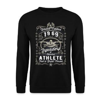 Vintage 1969 Swimmer Birthday Gift Hobby - Unisex Sweatshirt - black - Front - Alina (178cm) & Michal (187cm)