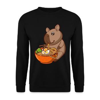 Capybara Ramen - Unisex Pullover - Schwarz - Vorne - Alina (178cm) & Michal (187cm)