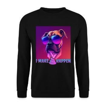 Hunde Spruch Boxer Design für Hundeliebhaber - Unisex Pullover - Schwarz - Vorne - Alina (178cm) & Michal (187cm)