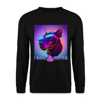 Hunde Spruch Doberman Design für Hundeliebhaber - Unisex Pullover - Schwarz - Vorne - Alina (178cm) & Michal (187cm)