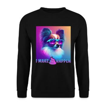 Hunde Spruch Papillon Design für Hundeliebhaber - Unisex Pullover - Schwarz - Vorne - Alina (178cm) & Michal (187cm)