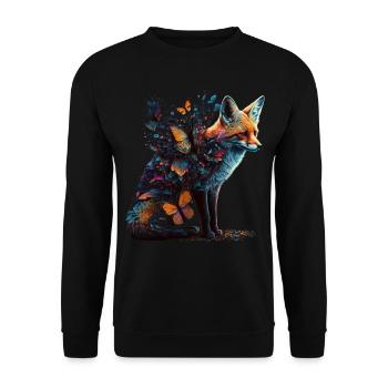 Tierliebhaber Geschenkidee Fuchs Rotfuchs Kunst - Unisex Pullover - Schwarz - Vorne - Alina (178cm) & Michal (187cm)