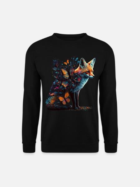 Tierliebhaber Geschenkidee Fuchs Rotfuchs Kunst - Unisex Pullover - Schwarz
