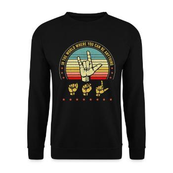 American Sign Language ASL In The World Where You - Unisex Sweatshirt - black - Front - Alina (178cm) & Michal (187cm)