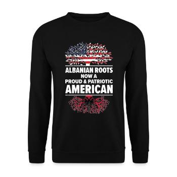 Geboren Albanisch Albanien Amerikanisch USA - Unisex Pullover - Schwarz - Vorne - Alina (178cm) & Michal (187cm)