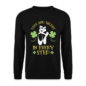 Ballet de la Saint-Patrick Danseur Shamrock Clover - Sweat-shirt Unisexe - noir - Devant - Alina (178cm) & Michal (187cm)