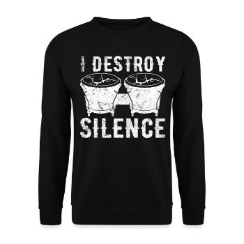 I Destroy Silence Conga Drums Conga Instrument Con - Sweat-shirt Unisexe - noir - Devant - Alina (178cm) & Michal (187cm)