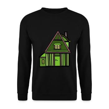 Haus Hütte Natur Naturliebhaber wohnen Immobilie - Unisex Pullover - Schwarz - Vorne - Alina (178cm) & Michal (187cm)