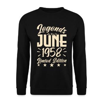 Naissance En juin 1958 Cadeau d'anniversaire 1958. - Sweat-shirt Unisexe - noir - Devant - Alina (178cm) & Michal (187cm)
