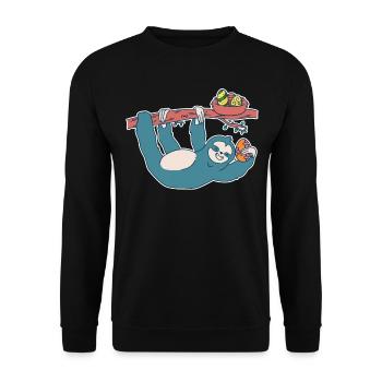 Easter Sloth Forest Wildlife Animal Festival Eggs - Unisex Sweatshirt - black - Front - Alina (178cm) & Michal (187cm)