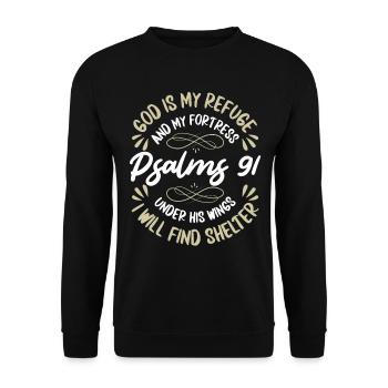 Dieu est mon refuge et ma forteresse Psaumes - Sweat-shirt Unisexe - noir - Devant - Alina (178cm) & Michal (187cm)