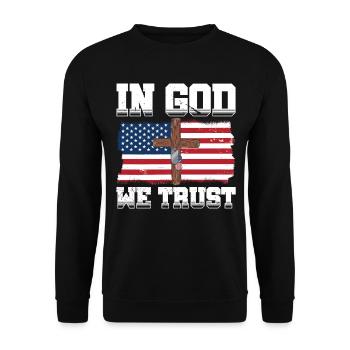 En Dieu Nous faisons confiance au drapeau américain Jésus Foi - Sweat-shirt Unisexe - noir - Devant - Alina (178cm) & Michal (187cm)