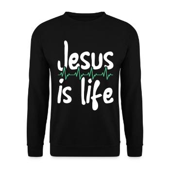 Jesus is life Bible lesson Christian - Unisex Sweatshirt - black - Front - Alina (178cm) & Michal (187cm)