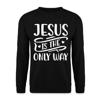 Jesus Ist Der Einzige Weg Bibelvers Christlich - Unisex Pullover - Schwarz - Vorne - Alina (178cm) & Michal (187cm)