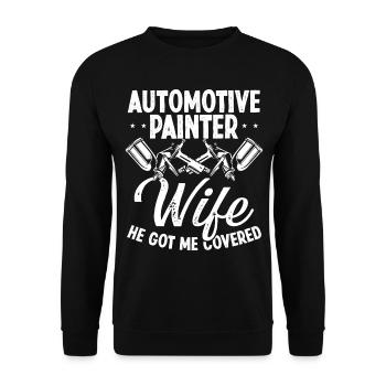 Painting Wife He got me Covered Car Painter - Unisex Sweatshirt - black - Front - Alina (178cm) & Michal (187cm)