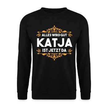 Katja - Unisex Pullover - Schwarz - Vorne - Alina (178cm) & Michal (187cm)
