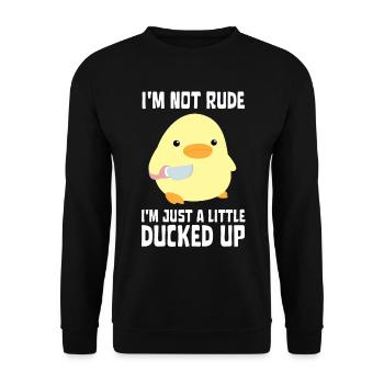 Ducked Up - Canard au couteau Ente mit Messer - Sweat-shirt Unisexe - noir - Devant - Alina (178cm) & Michal (187cm)
