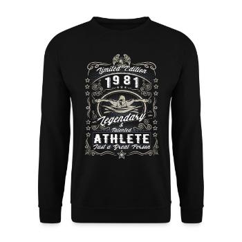 Vintage 1981 Swimmer Birthday Gift Hobby - Sweat-shirt Unisexe - noir - Devant - Alina (178cm) & Michal (187cm)