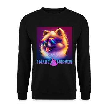 Hunde Spruch Pomeranian Design für Hundeliebhaber - Unisex Pullover - Schwarz - Vorne - Alina (178cm) & Michal (187cm)