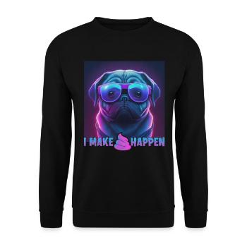 Hunde Spruch Mops Design für Hundeliebhaber - Unisex Pullover - Schwarz - Vorne - Alina (178cm) & Michal (187cm)