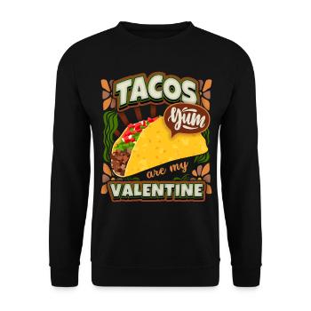 Taco's Valentine's Day funny saying in vintage style - Unisex Sweatshirt - black - Front - Alina (178cm) & Michal (187cm)