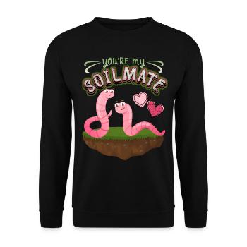 Regenwurm lustige Würmer Spruch You're My Soilmate - Unisex Pullover - Schwarz - Vorne - Alina (178cm) & Michal (187cm)