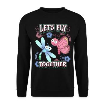 Dessin animé papillon, Saint-Valentin, amour amour - Sweat-shirt Unisexe - noir - Devant - Alina (178cm) & Michal (187cm)