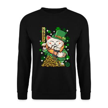 Heiliger Patrick - Luprechaun Maneki Neko - Unisex Pullover - Schwarz - Vorne - Alina (178cm) & Michal (187cm)