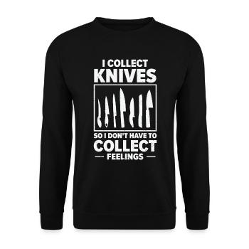Messersammler Messer Sammeln - Unisex Pullover - Schwarz - Vorne - Alina (178cm) & Michal (187cm)