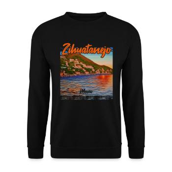 Sonnenuntergang in Zihuatanejo, Mexiko - Unisex Pullover - Schwarz - Vorne - Alina (178cm) & Michal (187cm)