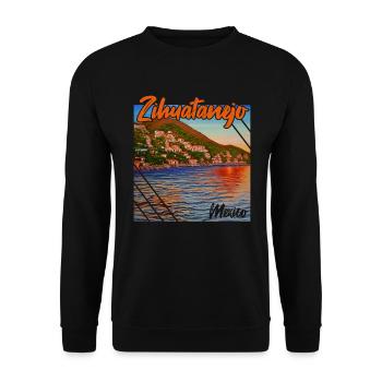 Sonnenuntergang in Zihuatanejo, Mexiko - Unisex Pullover - Schwarz - Vorne - Alina (178cm) & Michal (187cm)