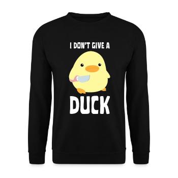 I Don't Give A Duck - Funny Duck with knife Meme - Unisex Sweatshirt - black - Front - Alina (178cm) & Michal (187cm)