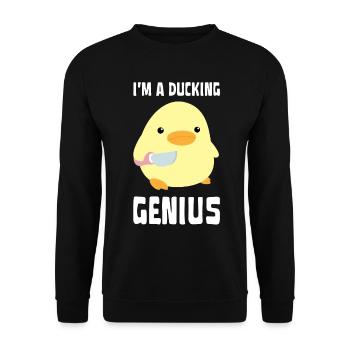 I'm A Ducking Genius - Funny Duck with knife Meme - Unisex Sweatshirt - black - Front - Alina (178cm) & Michal (187cm)