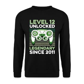 Niveau 12 Ans Anniversaire Année 2011 Gamer Boy - Sweat-shirt Unisexe - noir - Devant - Alina (178cm) & Michal (187cm)