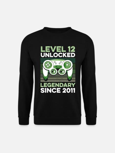 Level 12 Jahre Geburtstag Jahr 2011 Gamer Junge - Unisex Pullover - Schwarz